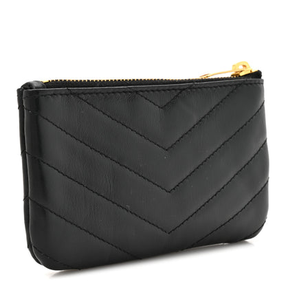 Saint Laurent Calfskin Matelasse Monogram Key Pouch Black 3 of 7