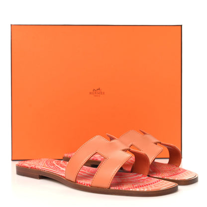 Hermes Calfskin Oran Sandals 36.5 Orange Terracotta 8 of 8