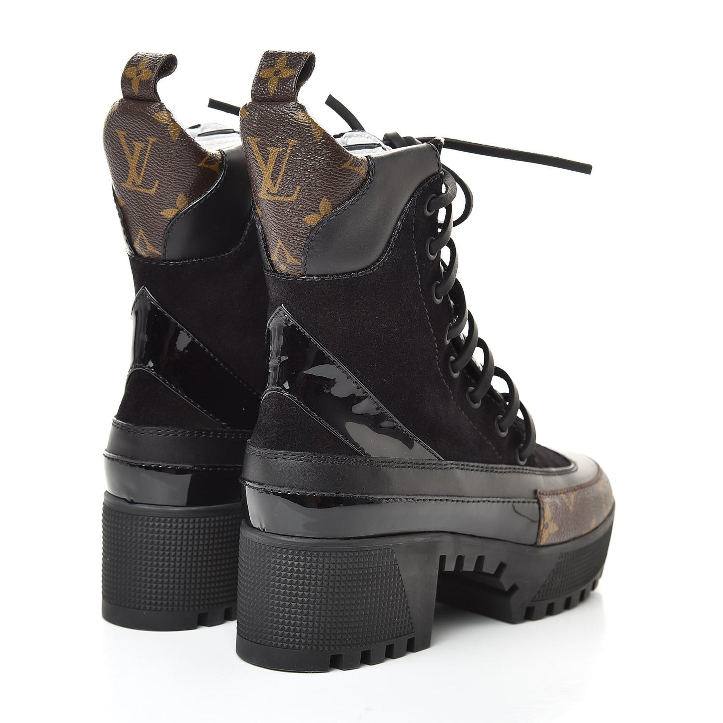 Suede Calfskin Monogram Laureate Platform Desert Boots 35 Black