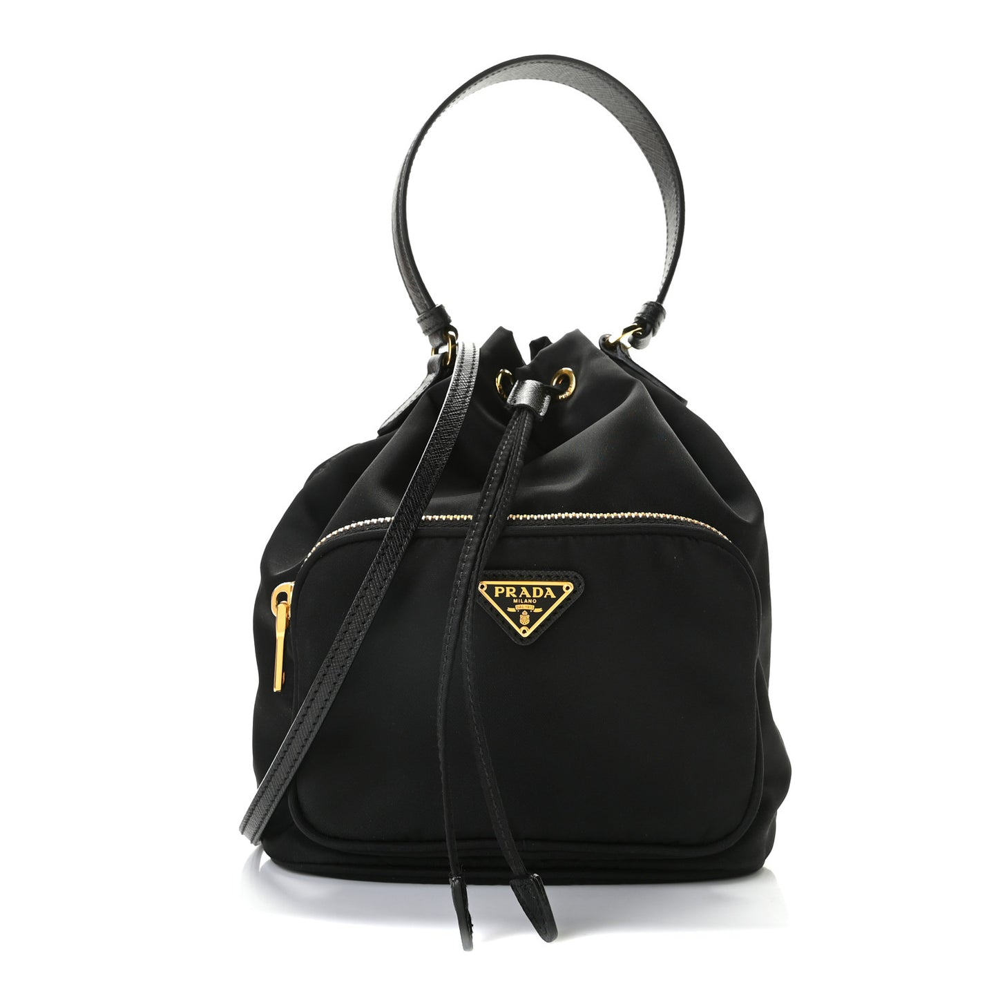 Re-Nylon Duet Drawstring Shoulder Bag Black
