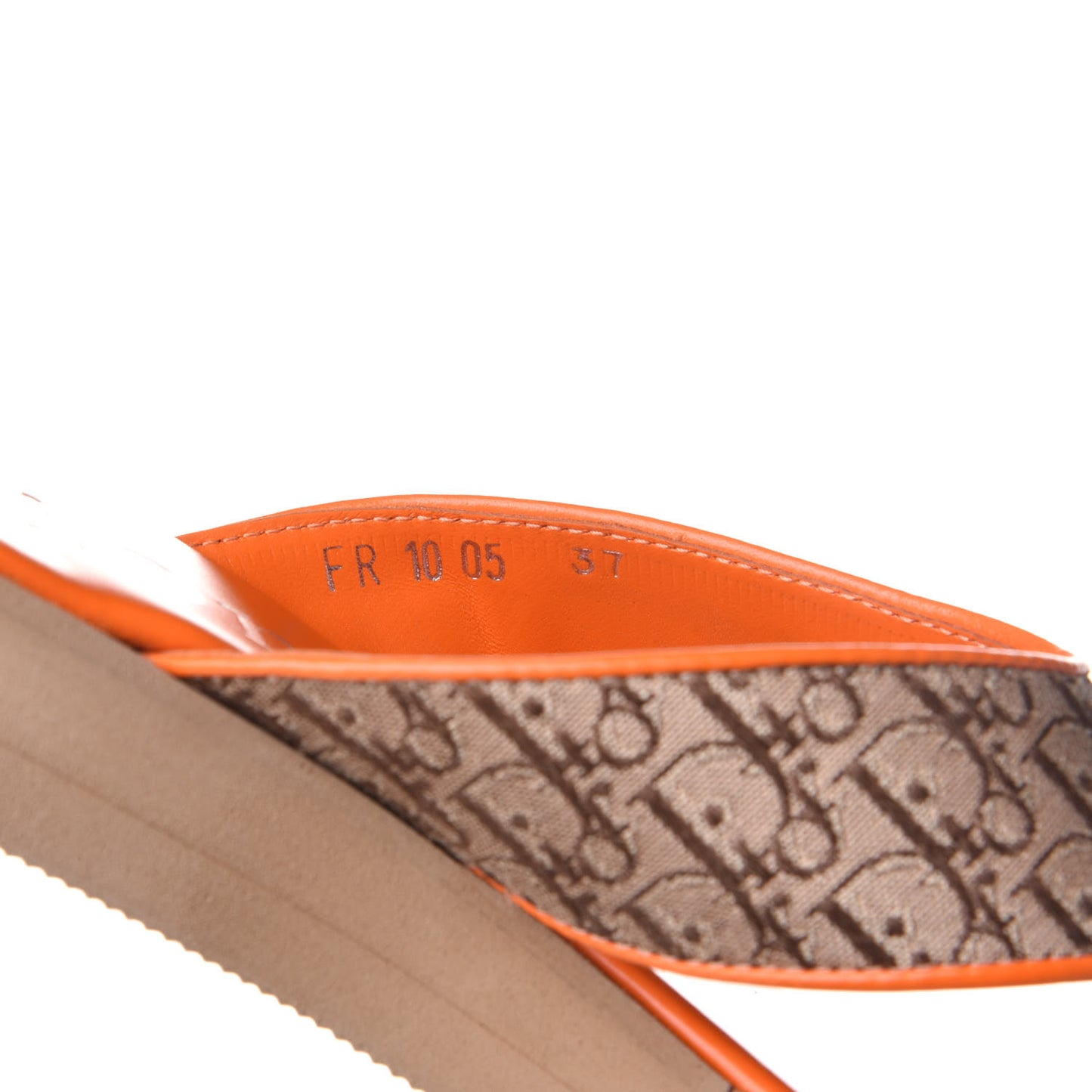 Calfskin Monogram Trotter Thong Sandals 37 Orange