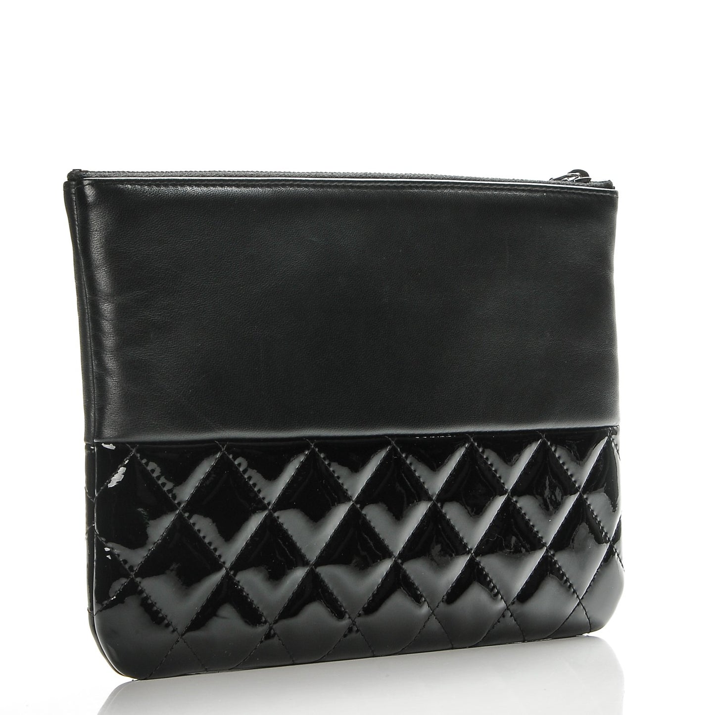 Lambskin Patent Quilted Medium Cosmetic Case Black