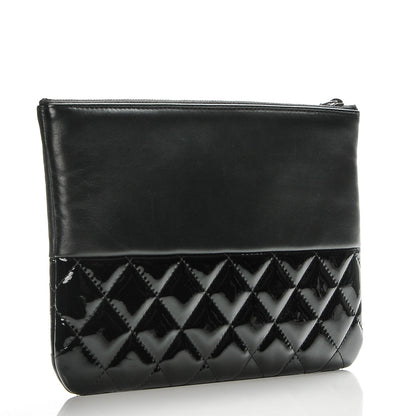 Chanel Lambskin Patent Quilted Medium Cosmetic Case Black 3 of 7