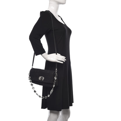 Miu Miu Faille Matelasse Crystal Flap Clutch Black 2 of 10