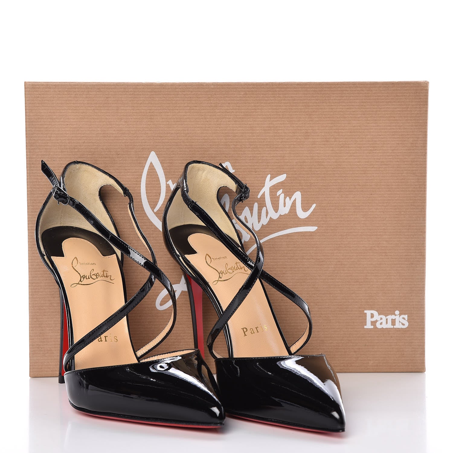 Christian Louboutin Patent Cross Blake 100 Pumps 36 Black 8 of 8