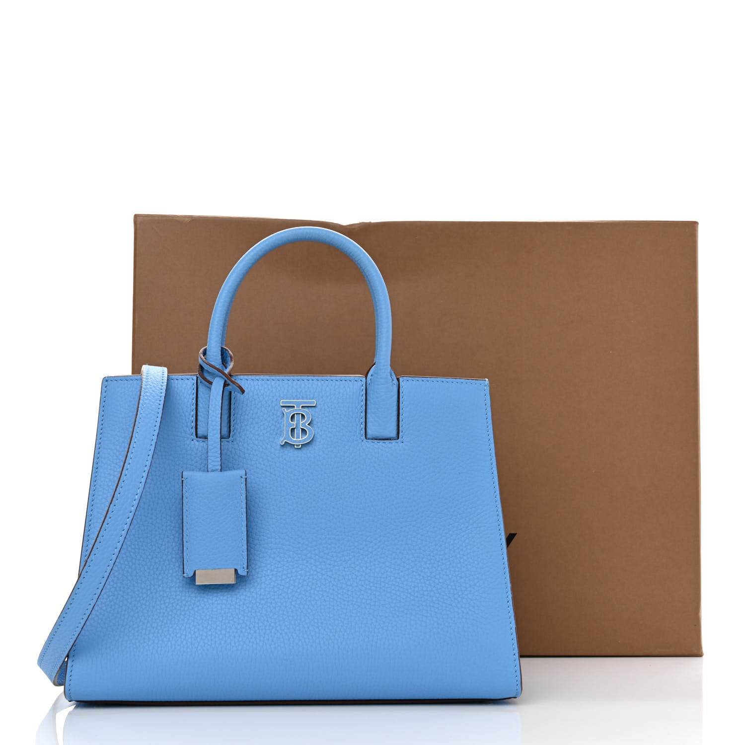 Burberry Grainy Calfskin Mini Frances Tote Bright Sky Blue 11 of 11