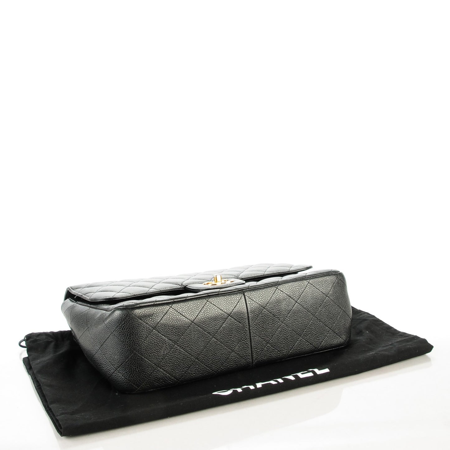 Caviar Quilted Jumbo Double Flap Black
