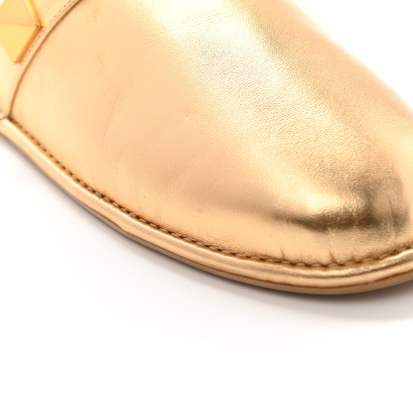 Metallic Nappa Roman Stud Slippers 38.5 Antique Brass