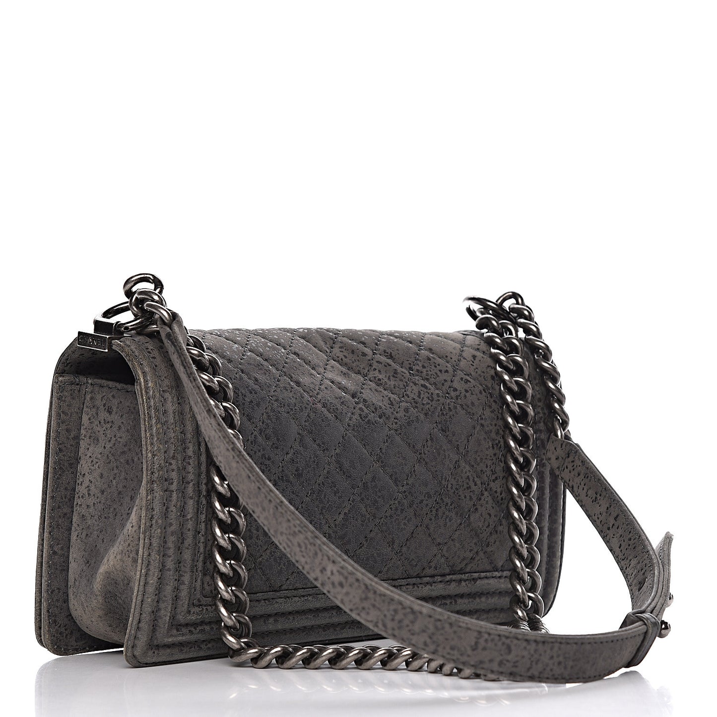 Iridescent Calfskin Quilted Medium Boy Flap Green