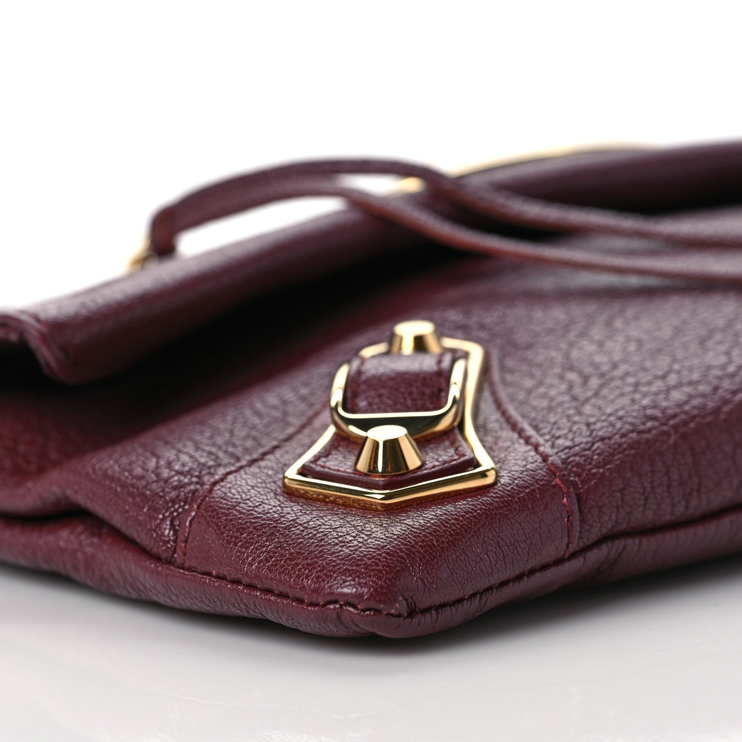 Balenciaga Chevre Gold Metallic Edge Hardware Envelope Clutch Bordeaux 6 of 7