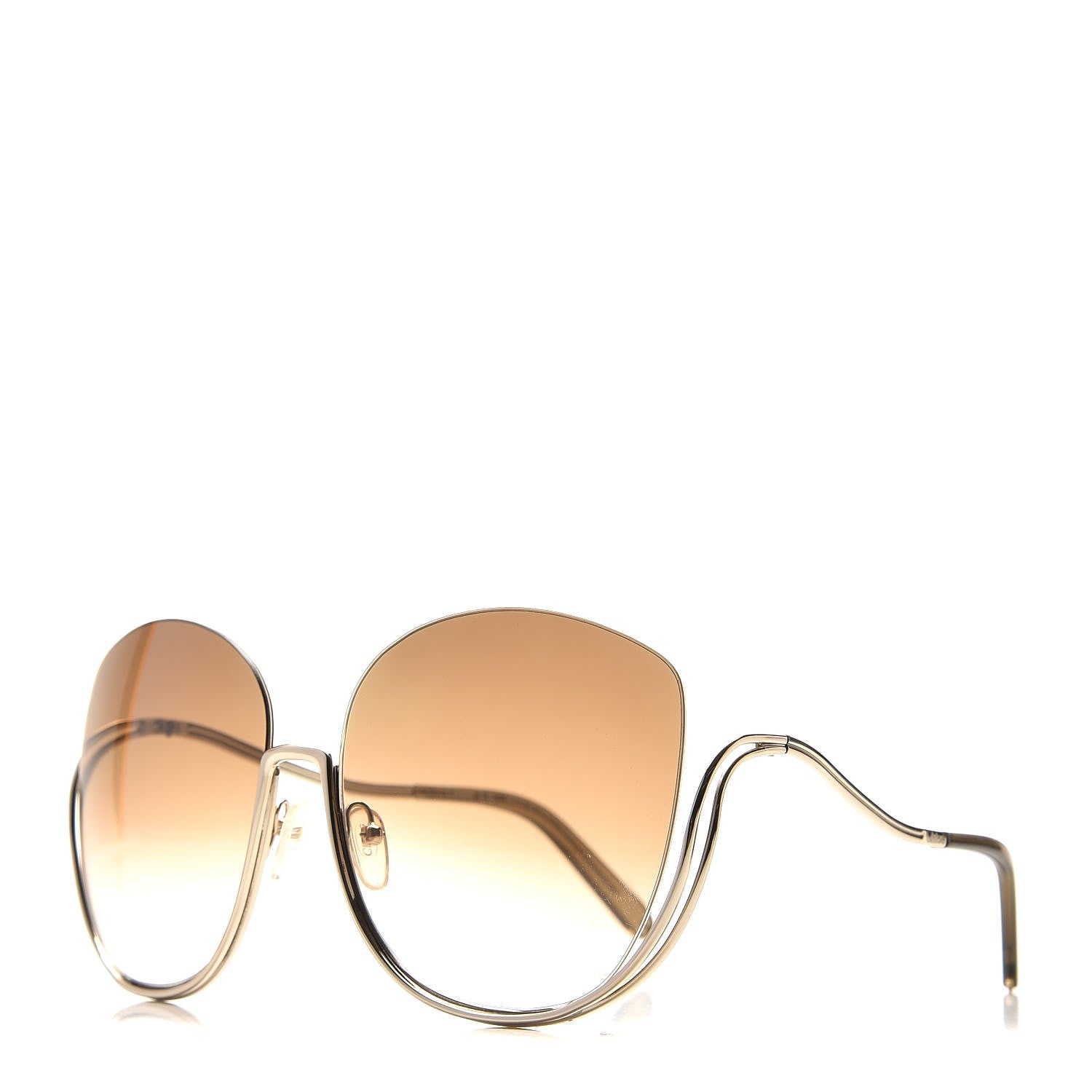 Chloe Oversized Round Milla Sunglasses CE125S Gold Havana 1 of 7