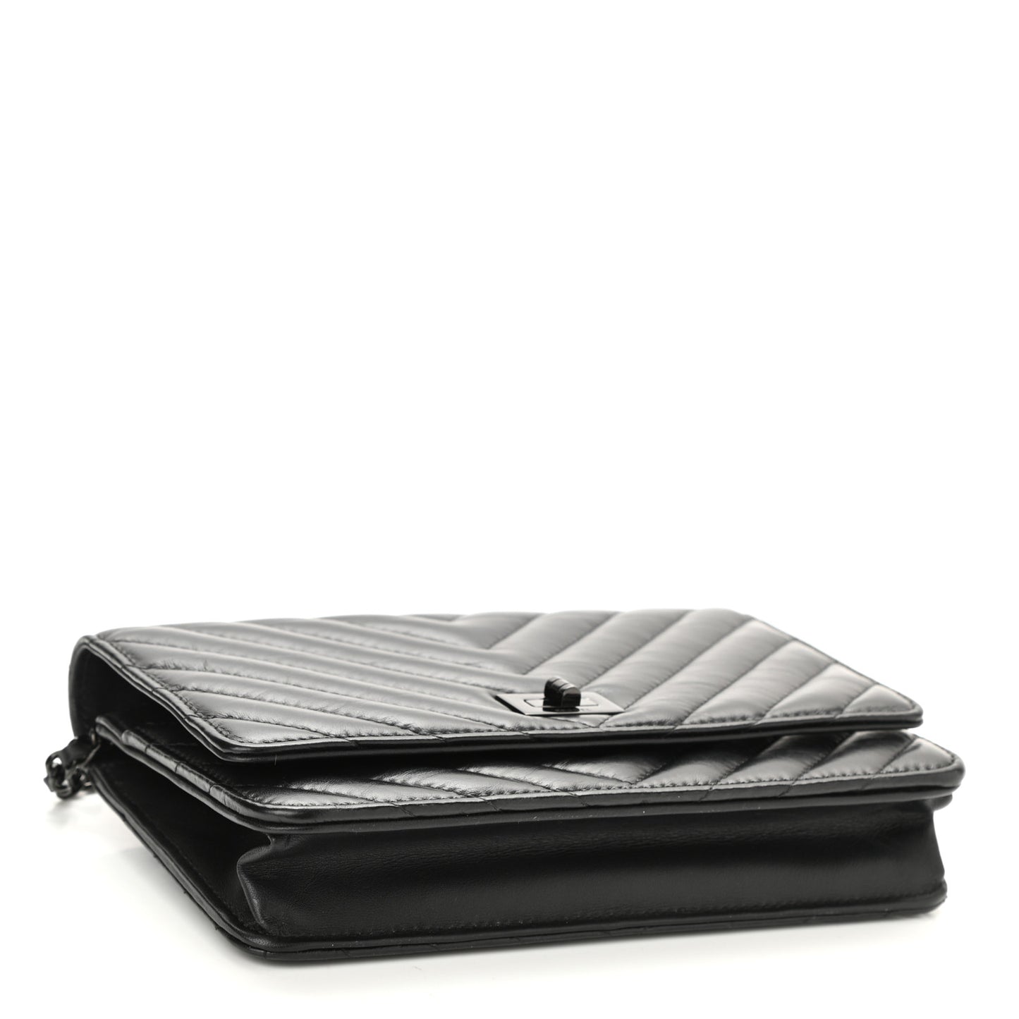 Aged Calfskin Chevron Quilted Reissue Wallet On Chain WOC So Black