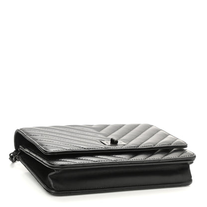 Chanel Aged Calfskin Chevron Quilted Reissue Wallet On Chain WOC So Black 4 of 11