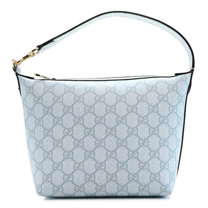 Gucci GG Supreme Monogram Textured Calfskin Web Super Mini Ophidia Shoulder Bag Dusty Blue 1 of 10
