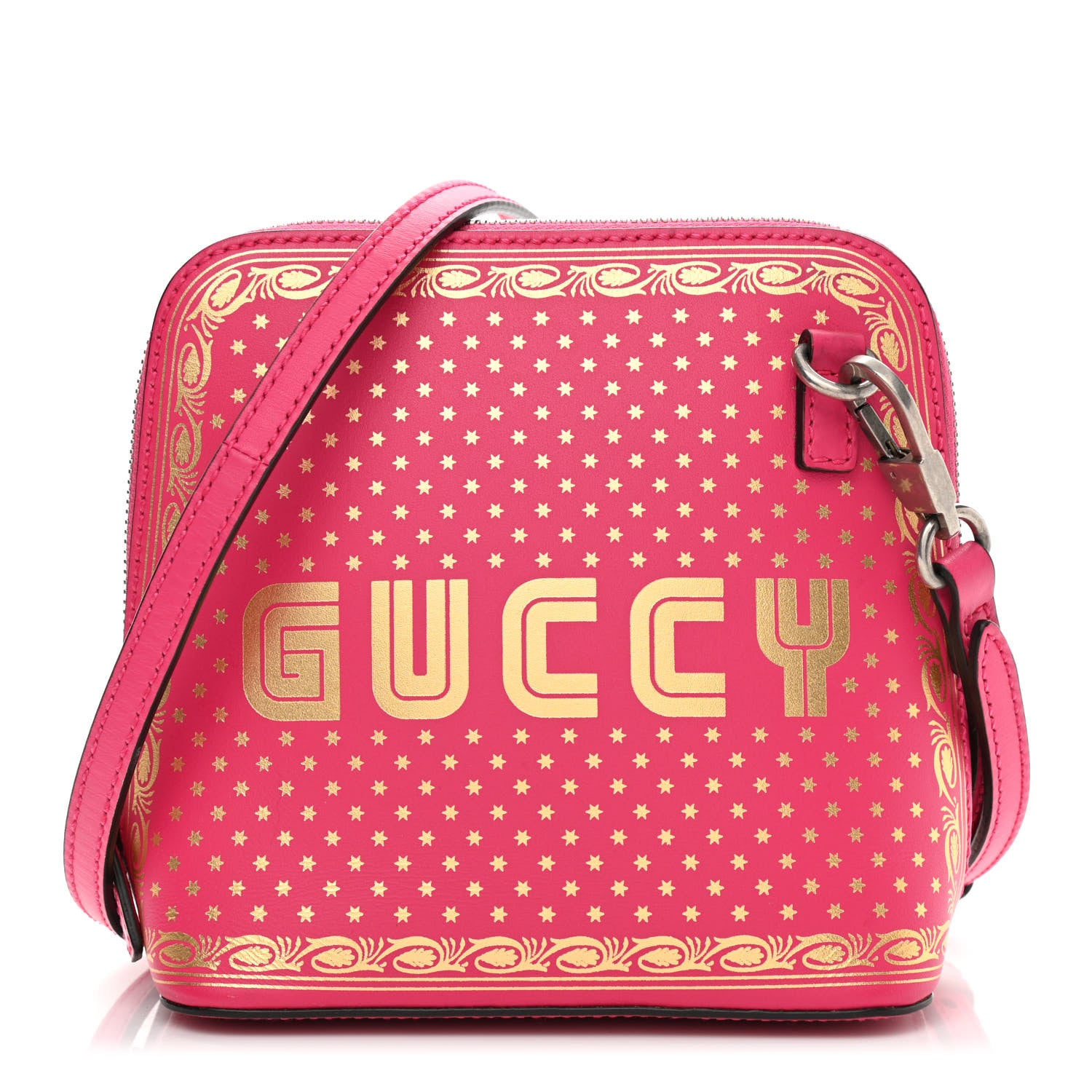 Gucci X SEGA Calfskin GUCCY Stars Mini Dome Shoulder Bag Violet Fuxia Gold 1 of 13