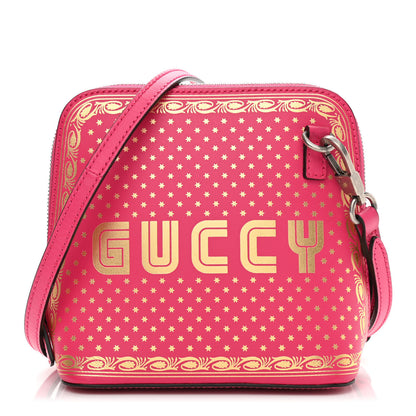 Gucci X SEGA Calfskin GUCCY Stars Mini Dome Shoulder Bag Violet Fuxia Gold 1 of 13