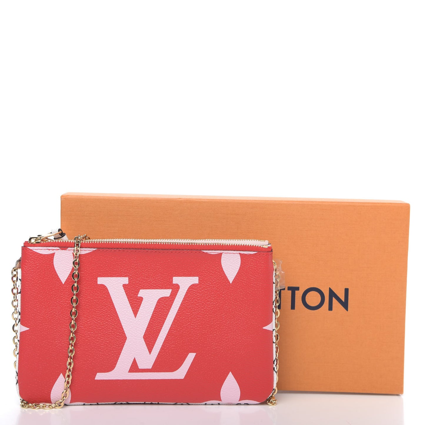 Monogram Giant Double Zip Pochette Rouge