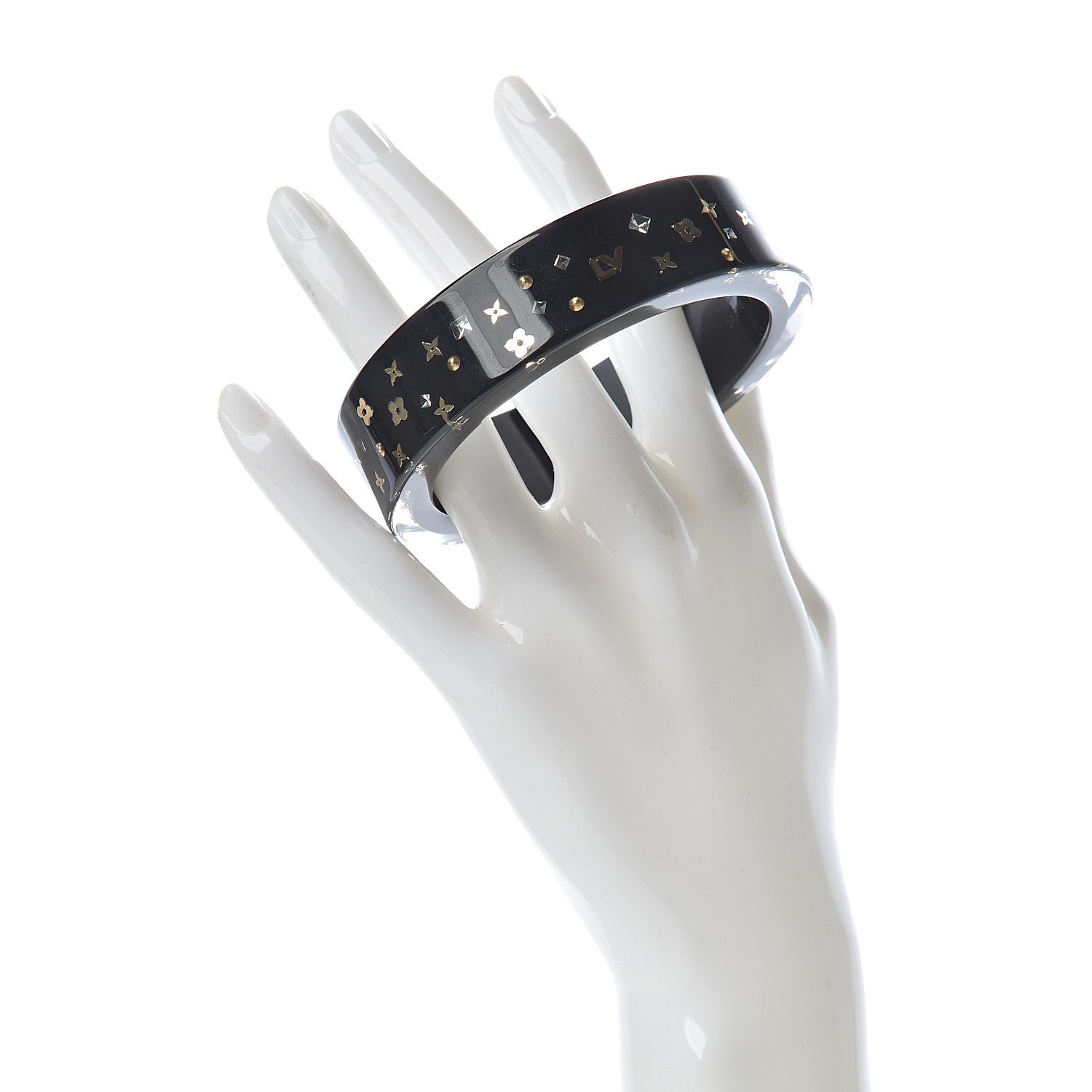 Louis Vuitton Resin Swarovski Inclusion Art Deco Bracelet M Black 2 of 5