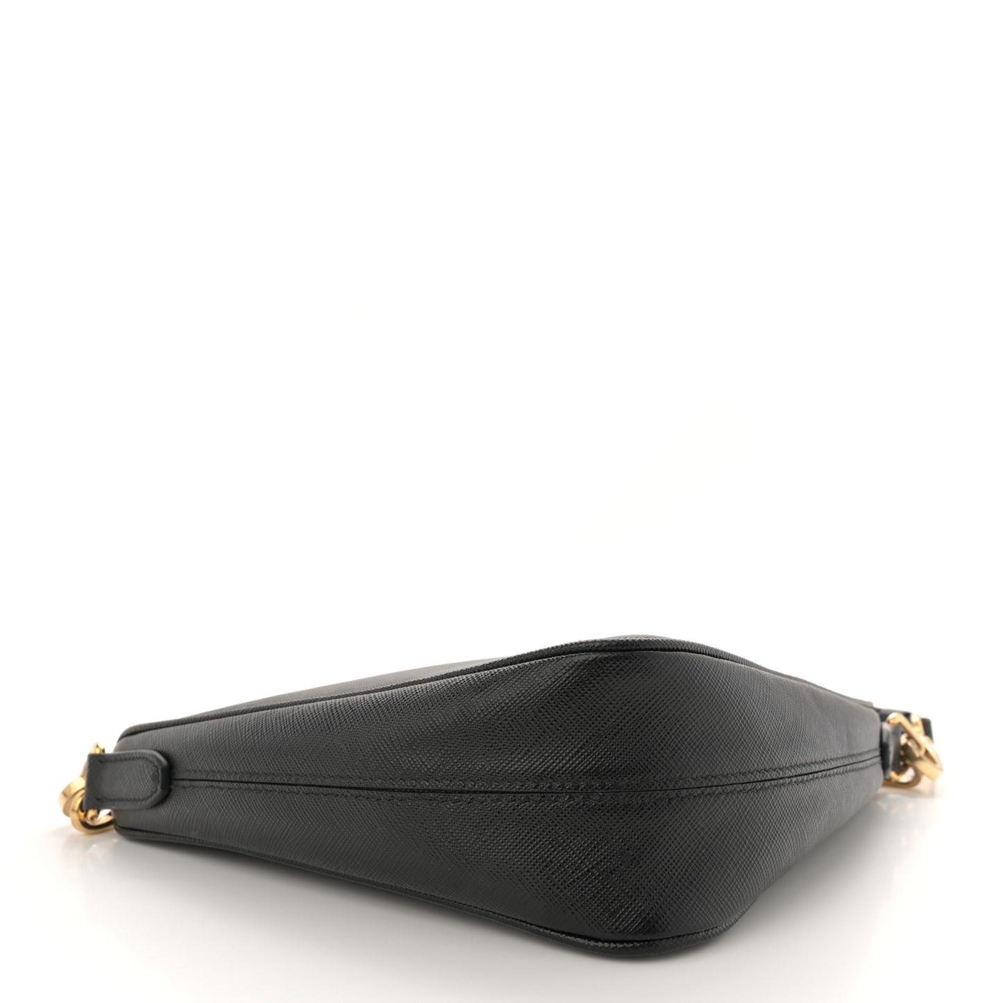 Saffiano Lux Triangle Logo Embossed Mini Triangle Bag Black
