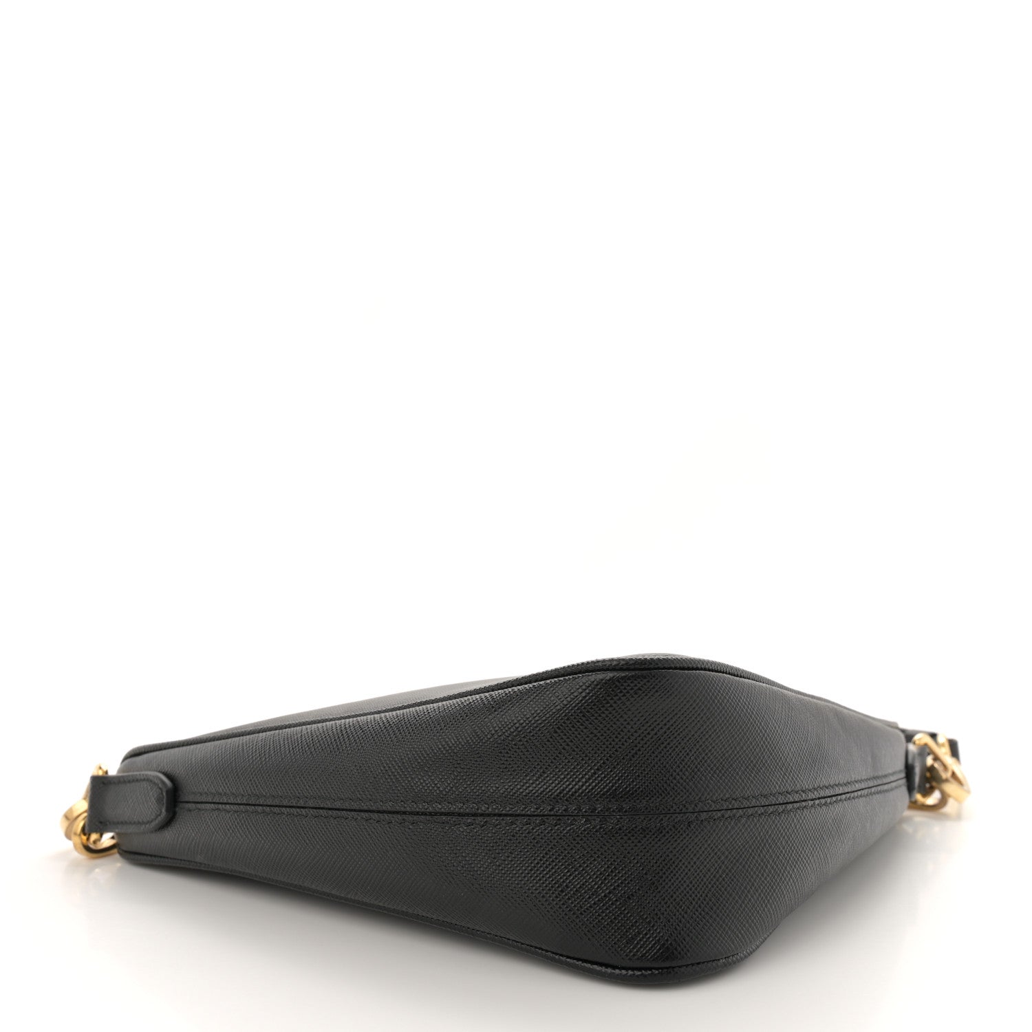 Prada Saffiano Lux Triangle Logo Embossed Mini Triangle Bag Black 4 of 10