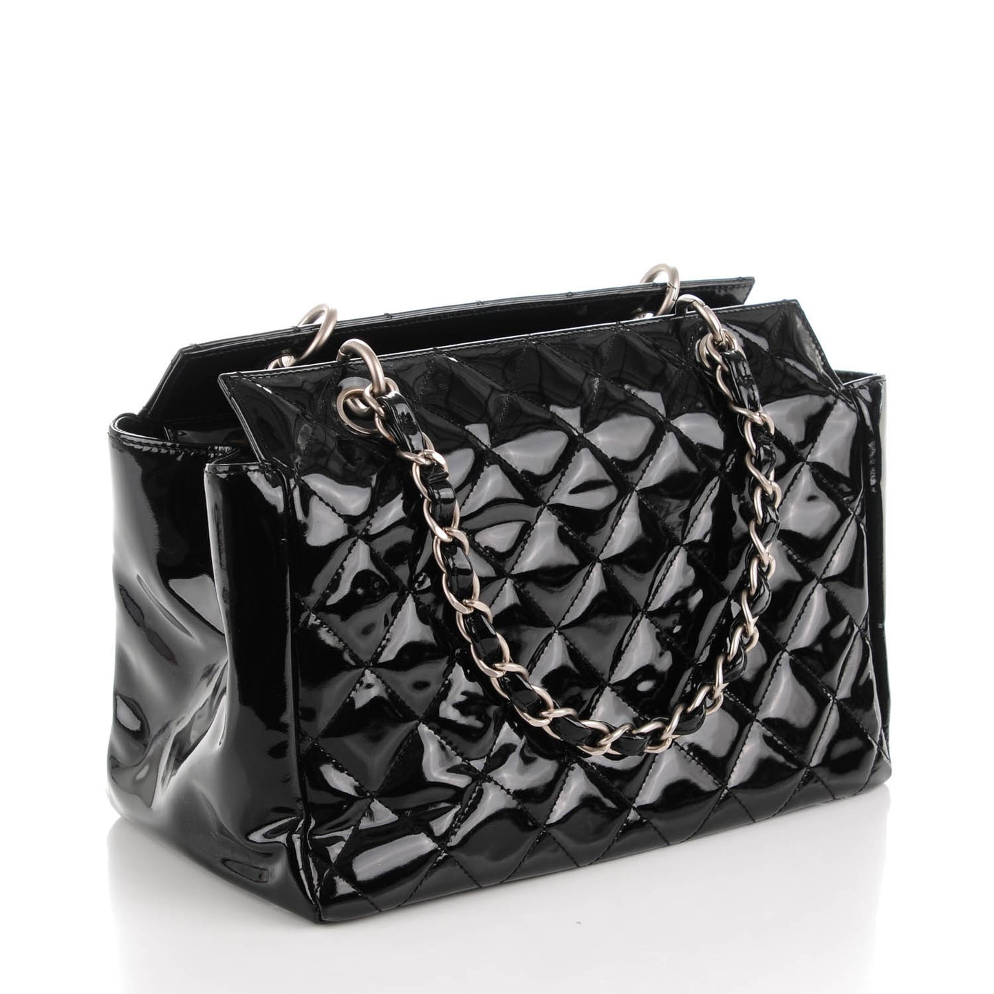 Patent Quilted Petit Timeless Tote PTT Black