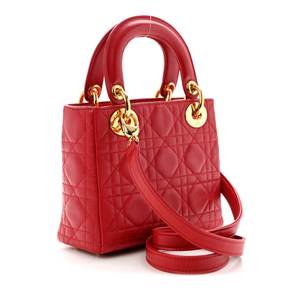 Christian Dior Lambskin Cannage Mini Lady Dior Red 3 of 10