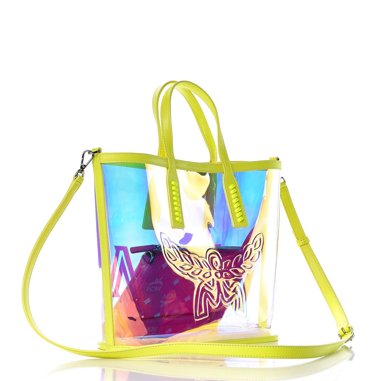 Iridescent PVC Shopper Tote Neon Hologram