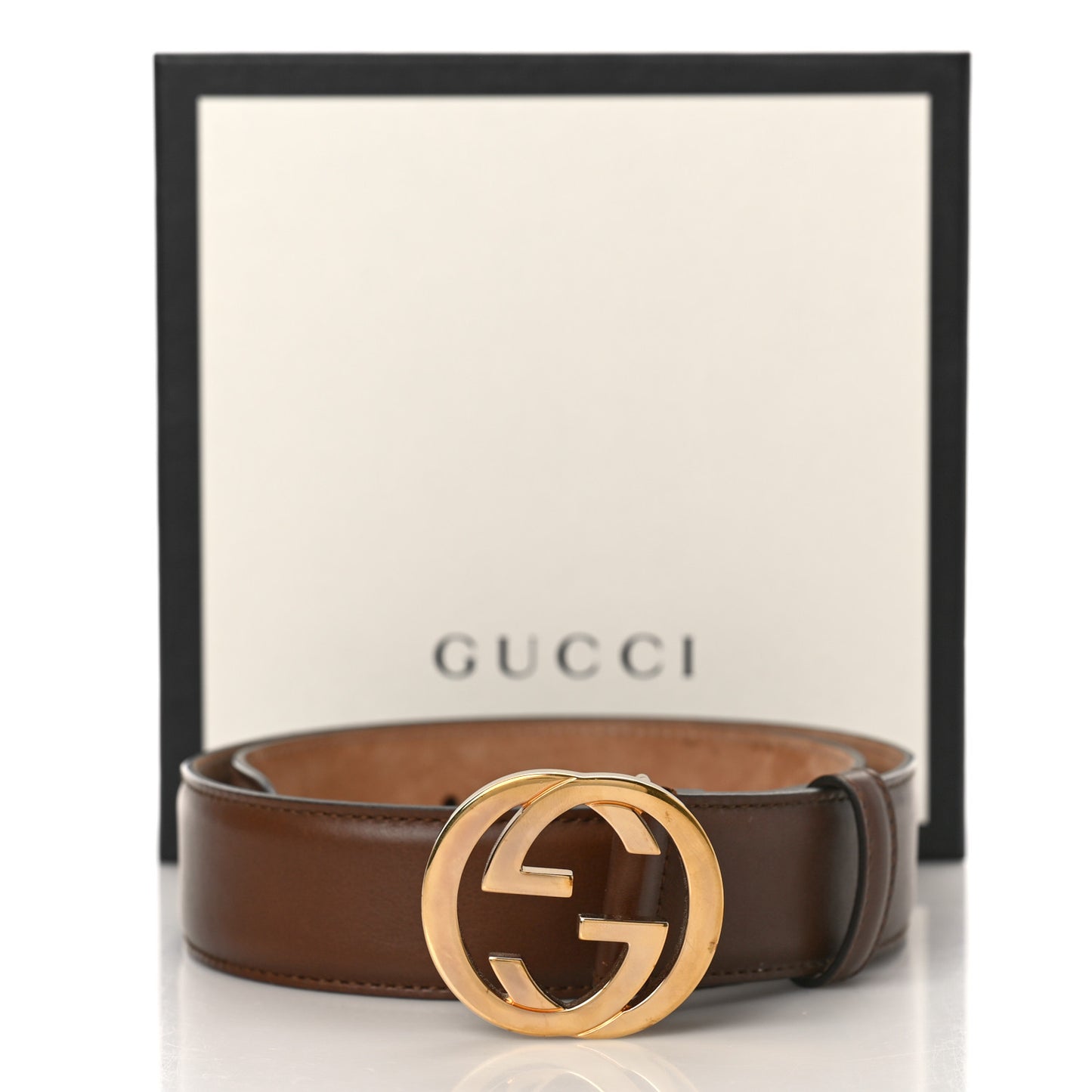 Calfskin Interlocking G 37mm Belt 70 28 Nut Brown
