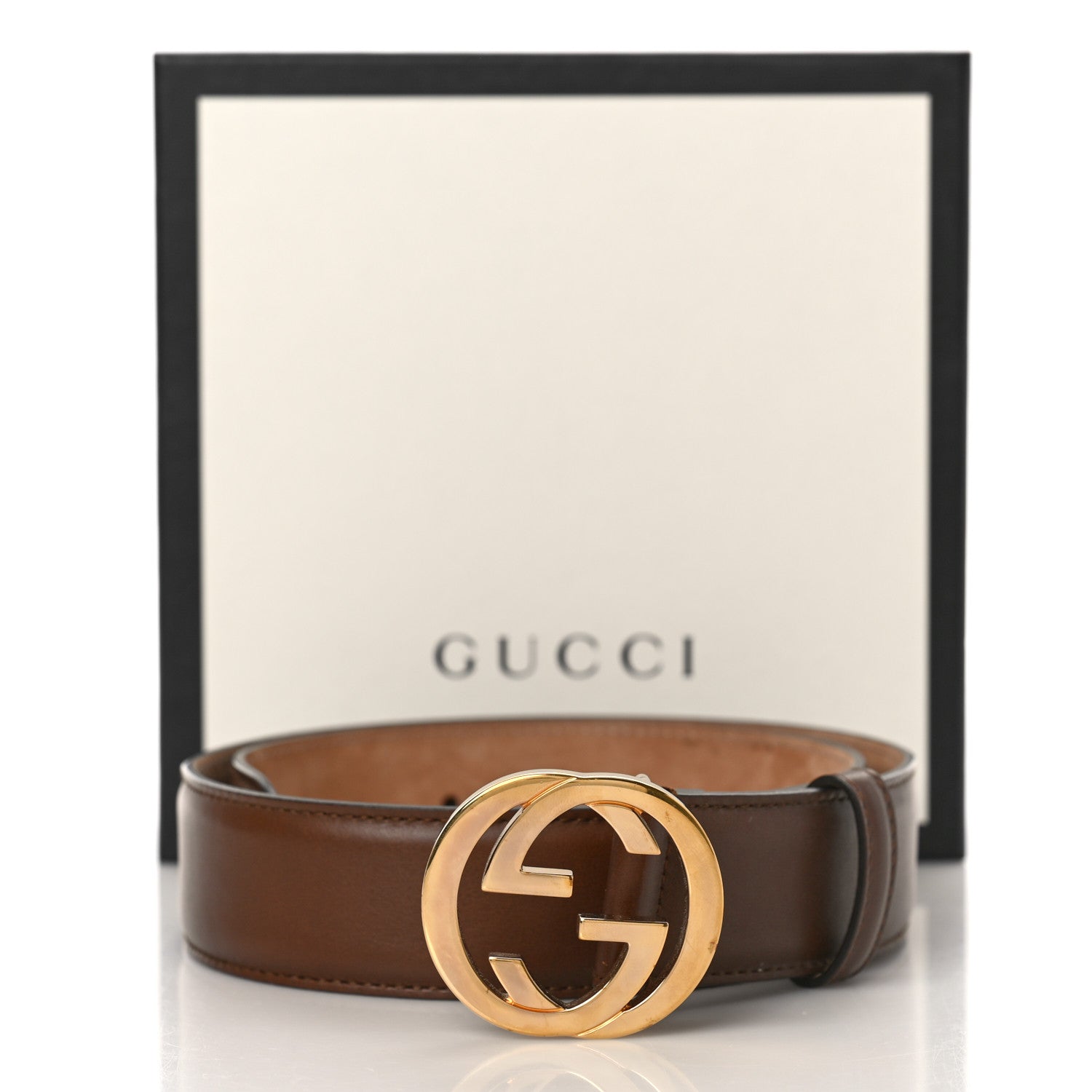 Gucci Calfskin Interlocking G 37mm Belt 70 28 Nut Brown 7 of 7