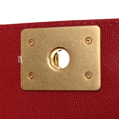 Chanel Caviar Medium Boy Logo Top Handle Flap Red 11 of 11