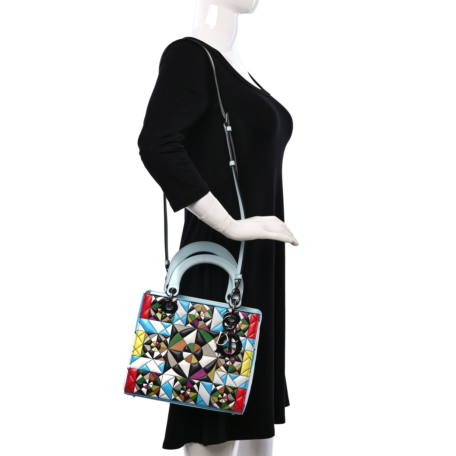 Christian Dior X EDUARDO TERRAZAS Printed Calfskin Medium Lady Dior Art Light Blue Multicolor 2 of 13