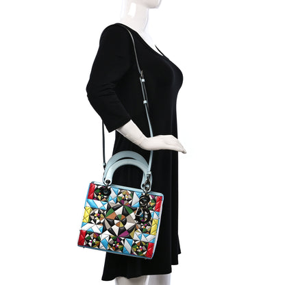 Christian Dior X EDUARDO TERRAZAS Printed Calfskin Medium Lady Dior Art Light Blue Multicolor 2 of 13