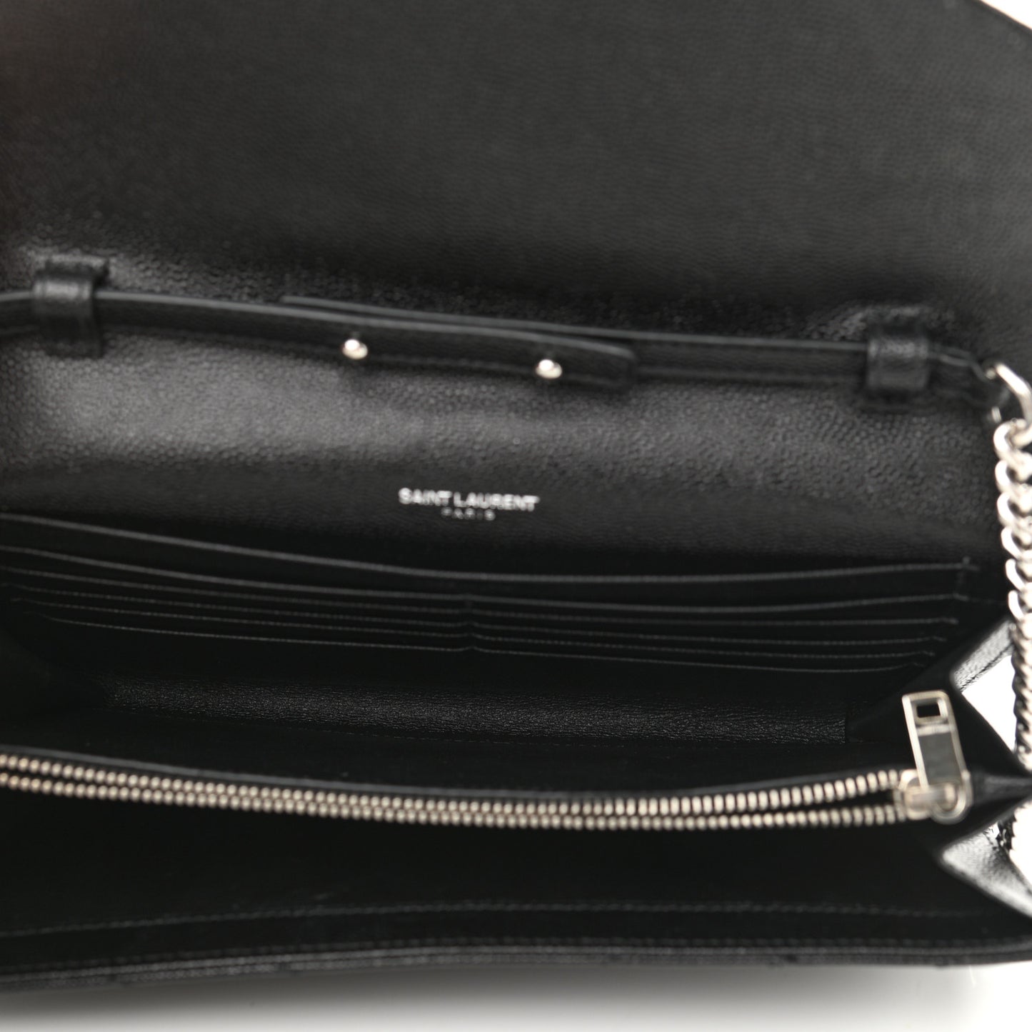 Grain De Poudre Matelasse Chevron Monogram Chain Wallet Black