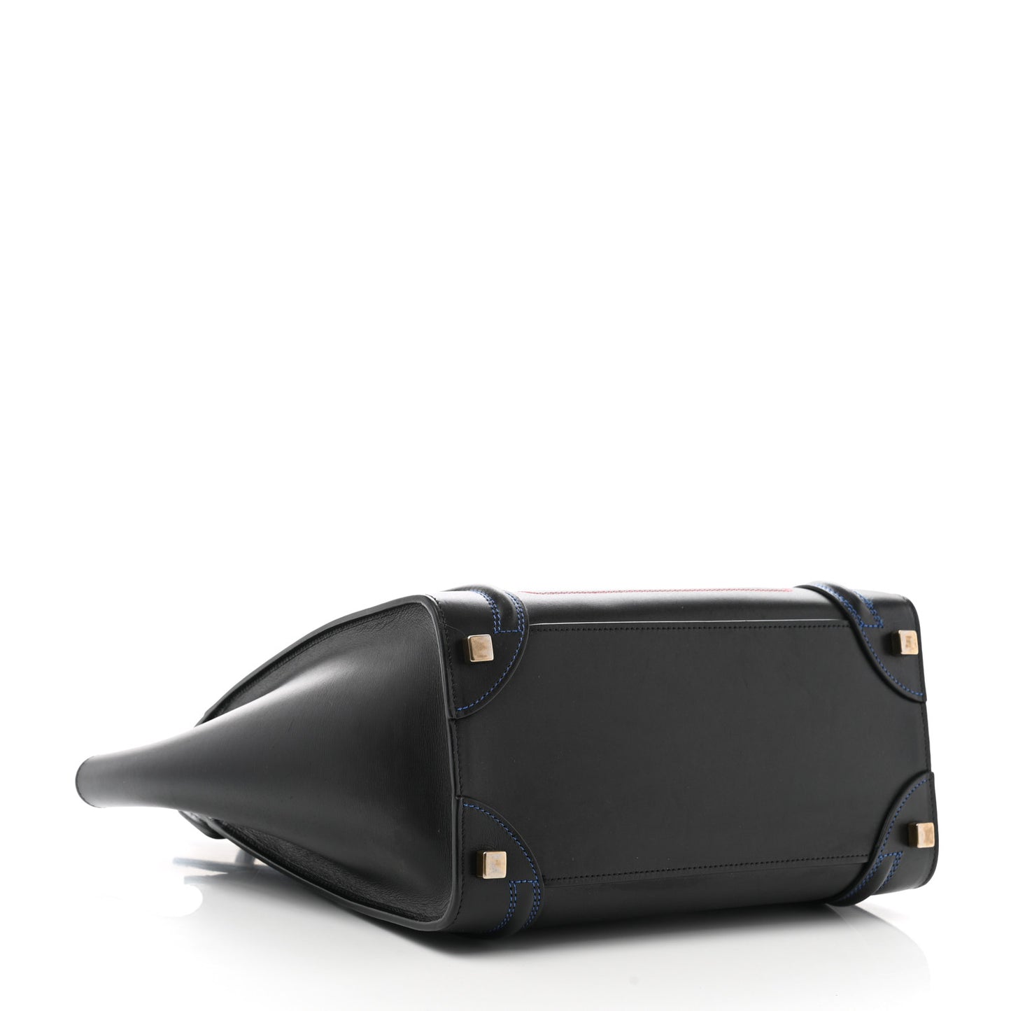 Smooth Calfskin Multicolor Double Stitching Micro Luggage Black