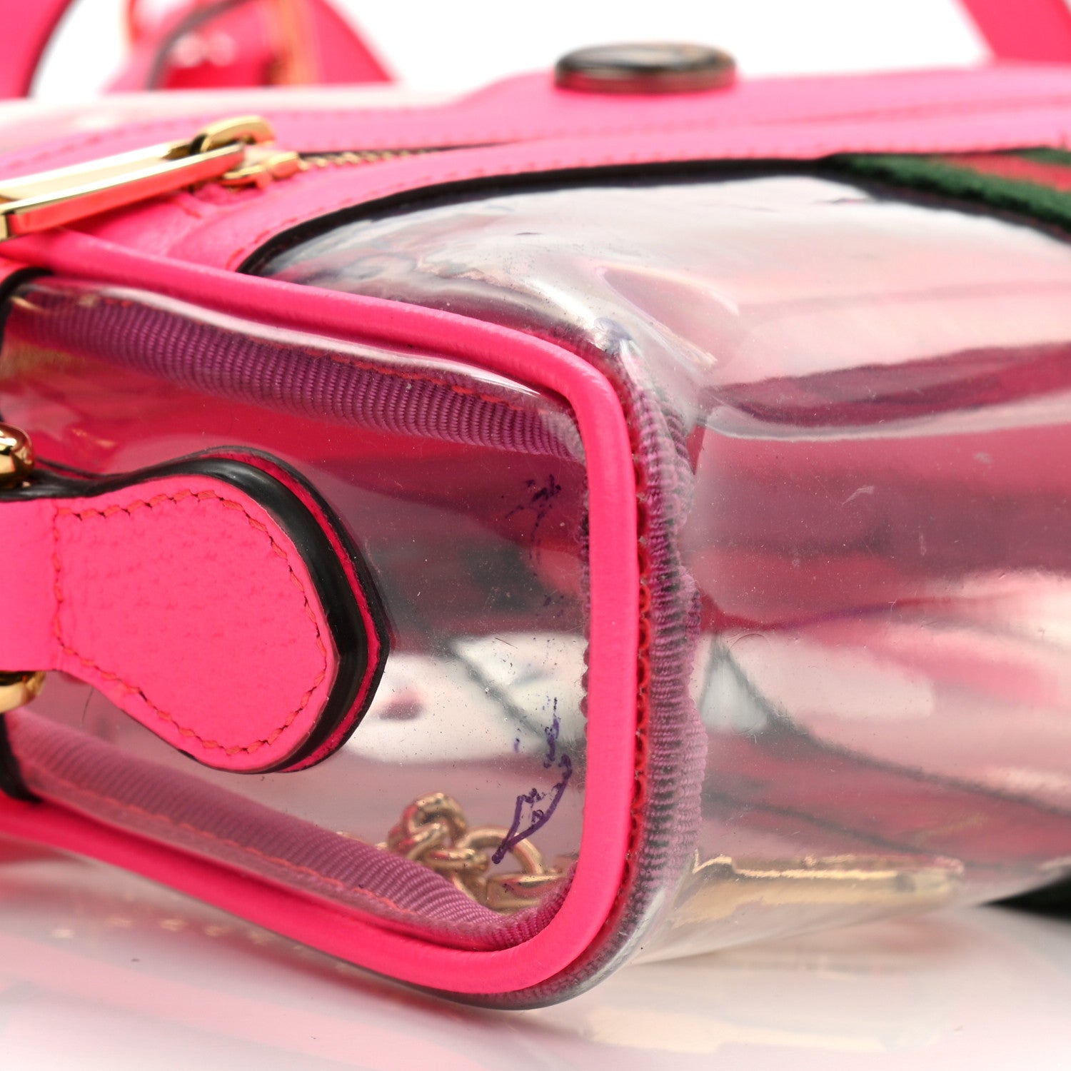 Gucci Vinyl Web Mini Ophidia Transparent Shoulder Bag Fluorescent Fuchsia 8 of 9