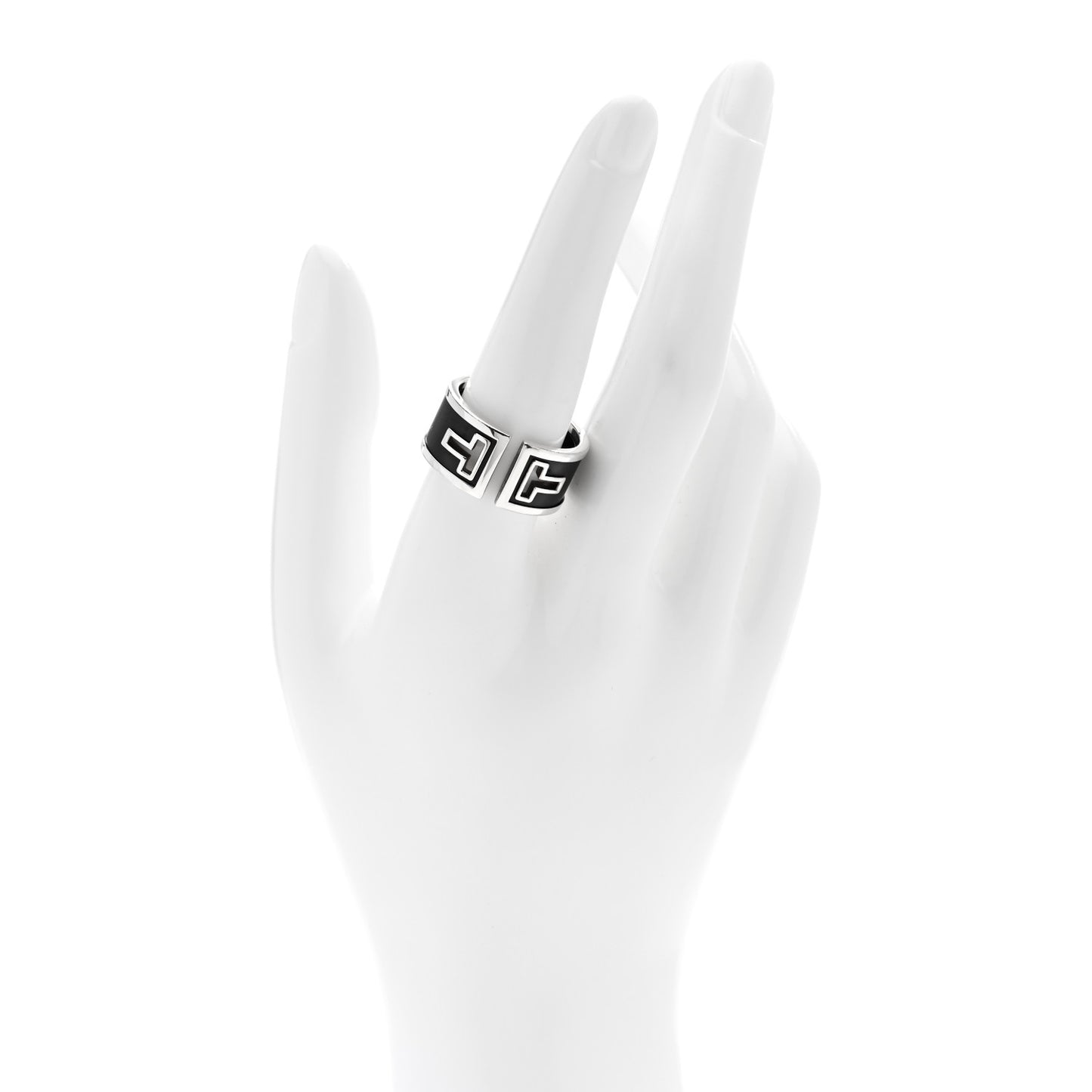 Sterling Silver Black Ceramic T Cutout Ring 58 8.25