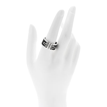 Tiffany Sterling Silver Black Ceramic T Cutout Ring 58 8.25 2 of 5