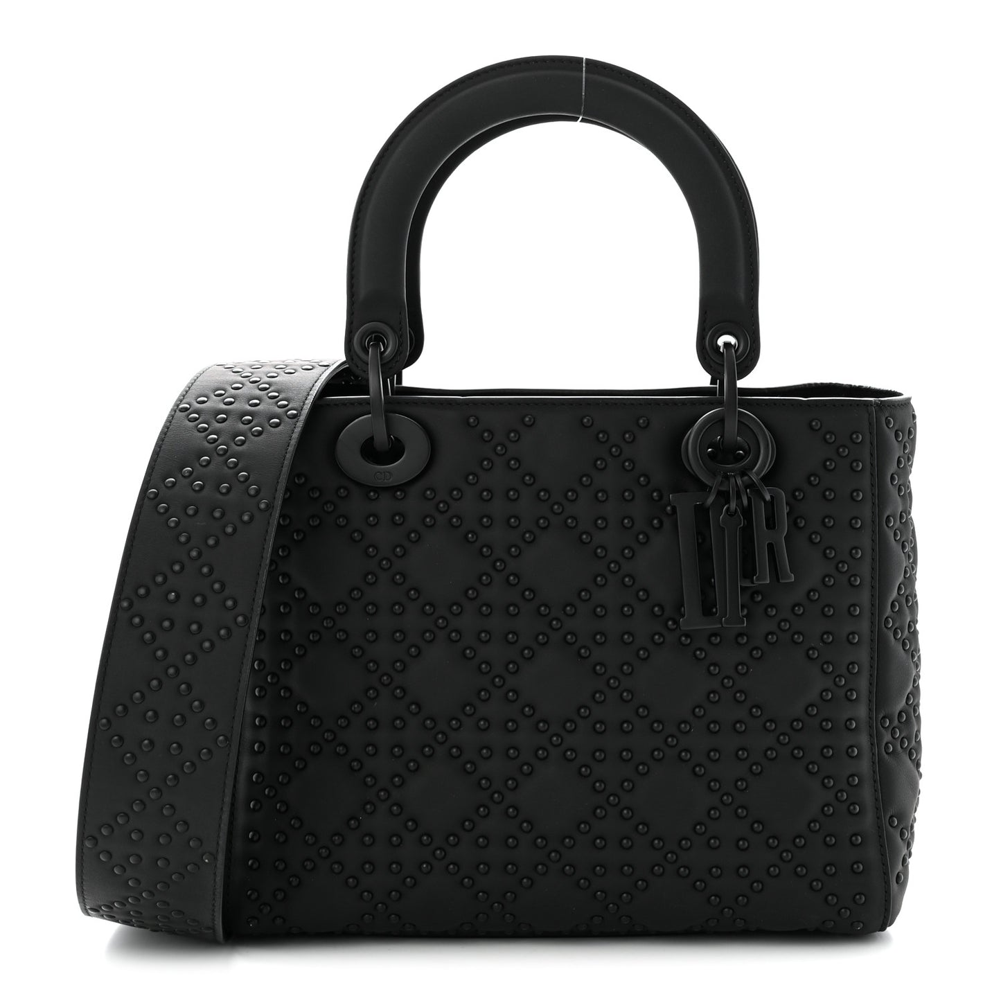 UItra Matte Calfskin Cannage Studded Medium Supple Lady Dior Black