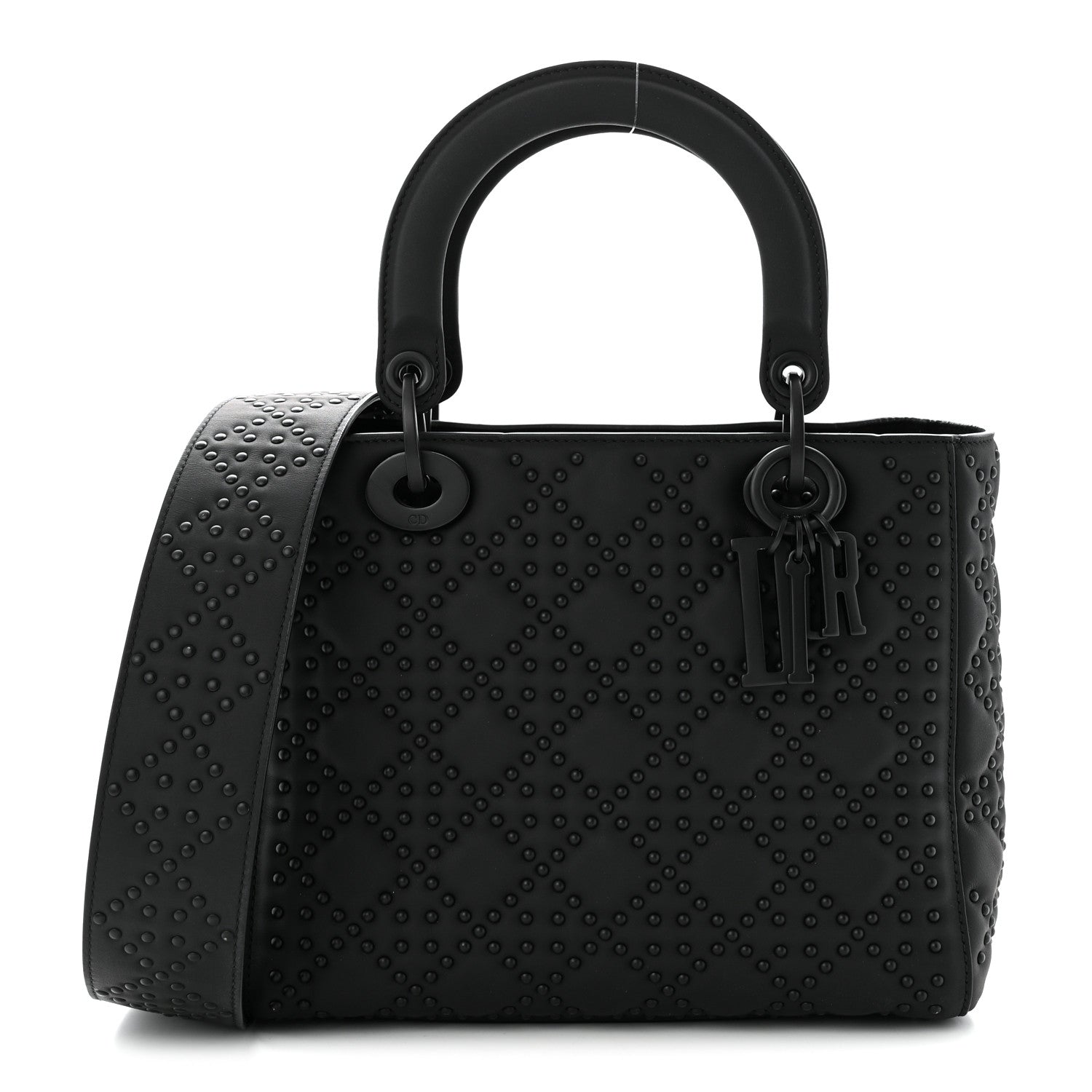 Christian Dior UItra Matte Calfskin Cannage Studded Medium Supple Lady Dior Black 1 of 10