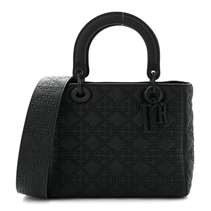 Christian Dior UItra Matte Calfskin Cannage Studded Medium Supple Lady Dior Black 1 of 10