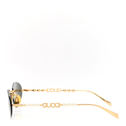 Gucci Metal Pearl Oval Sunglasses GG1922S Gold 3 of 9