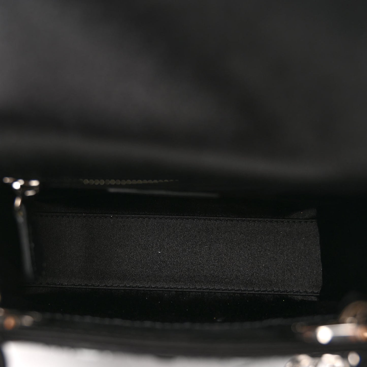 Satin Crystal Cannage Mini Lady Dior Black