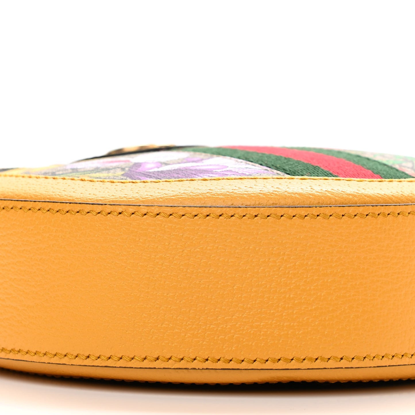 GG Supreme Monogram Flora Web Mini Ophidia Round Shoulder Bag Beige Multicolor Crop
