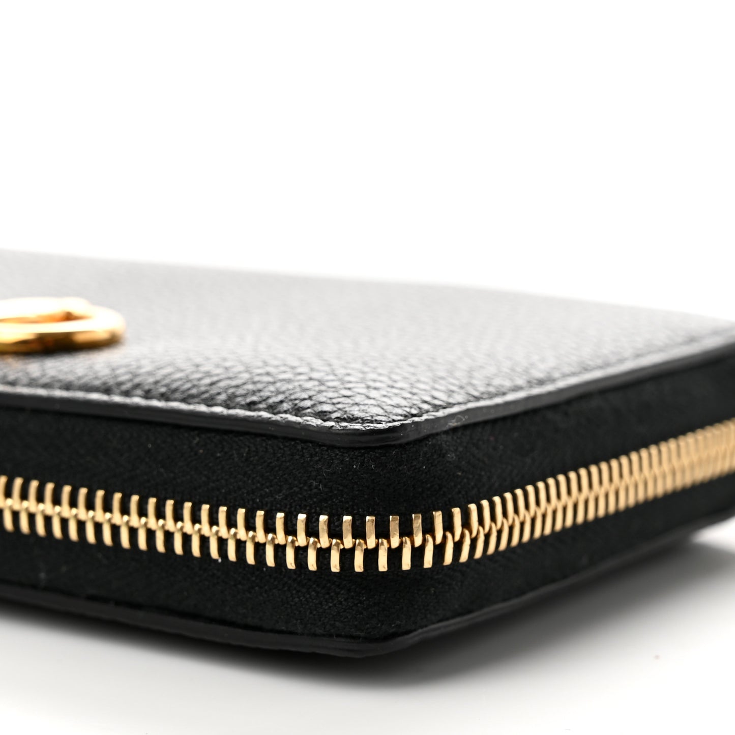 Grainy Calfskin Zumi Zip Around Wallet Black
