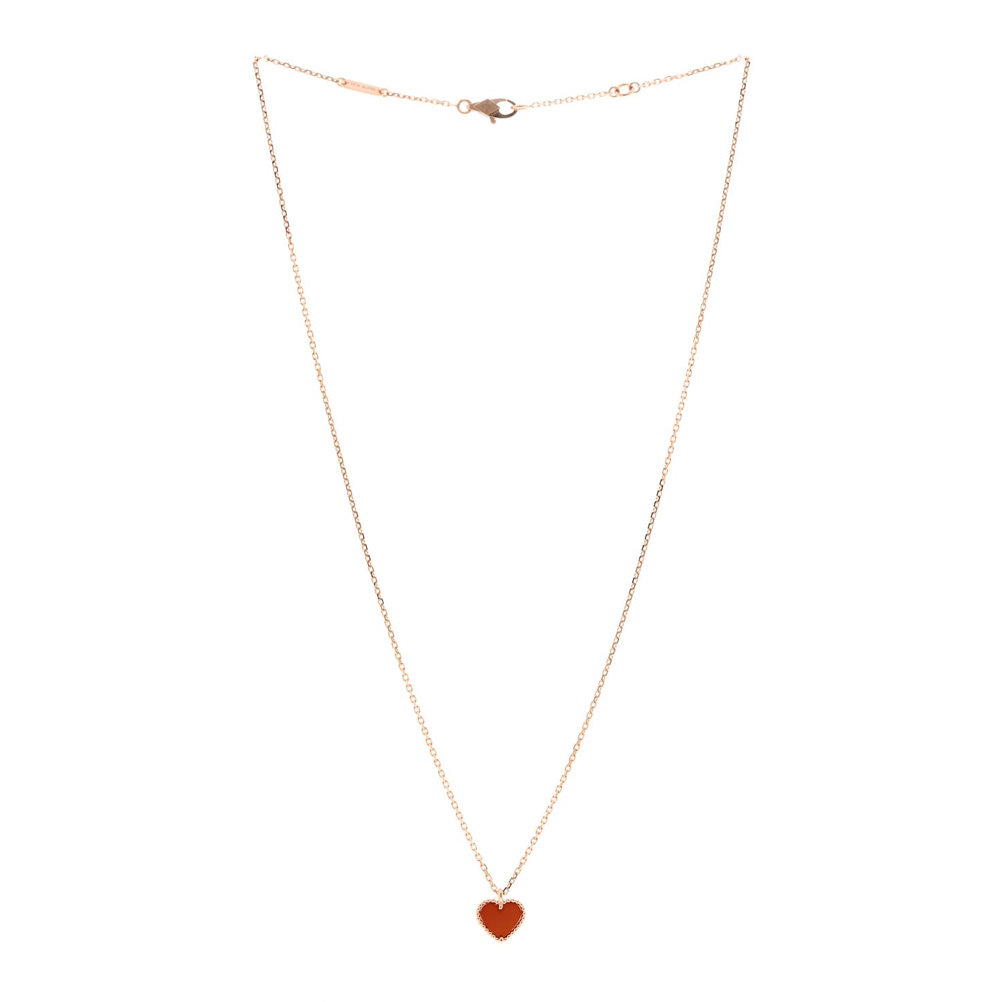 18k Rose Gold Carnelian Sweet Alhambra Heart Pendant Necklace