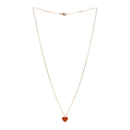 Van Cleef & Arpels 18k Rose Gold Carnelian Sweet Alhambra Heart Pendant Necklace 3 of 6
