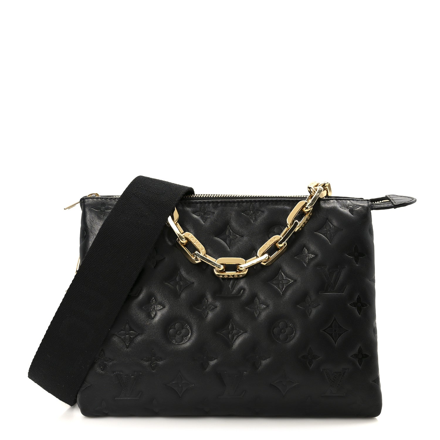Louis Vuitton Lambskin Embossed Monogram Coussin PM Black 1 of 12