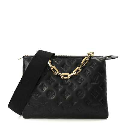 Louis Vuitton Lambskin Embossed Monogram Coussin PM Black 1 of 12