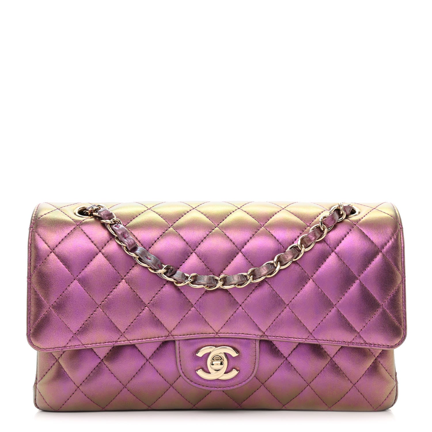 Chanel Iridescent Lambskin Quilted Medium Double Flap Purple 1 of 10