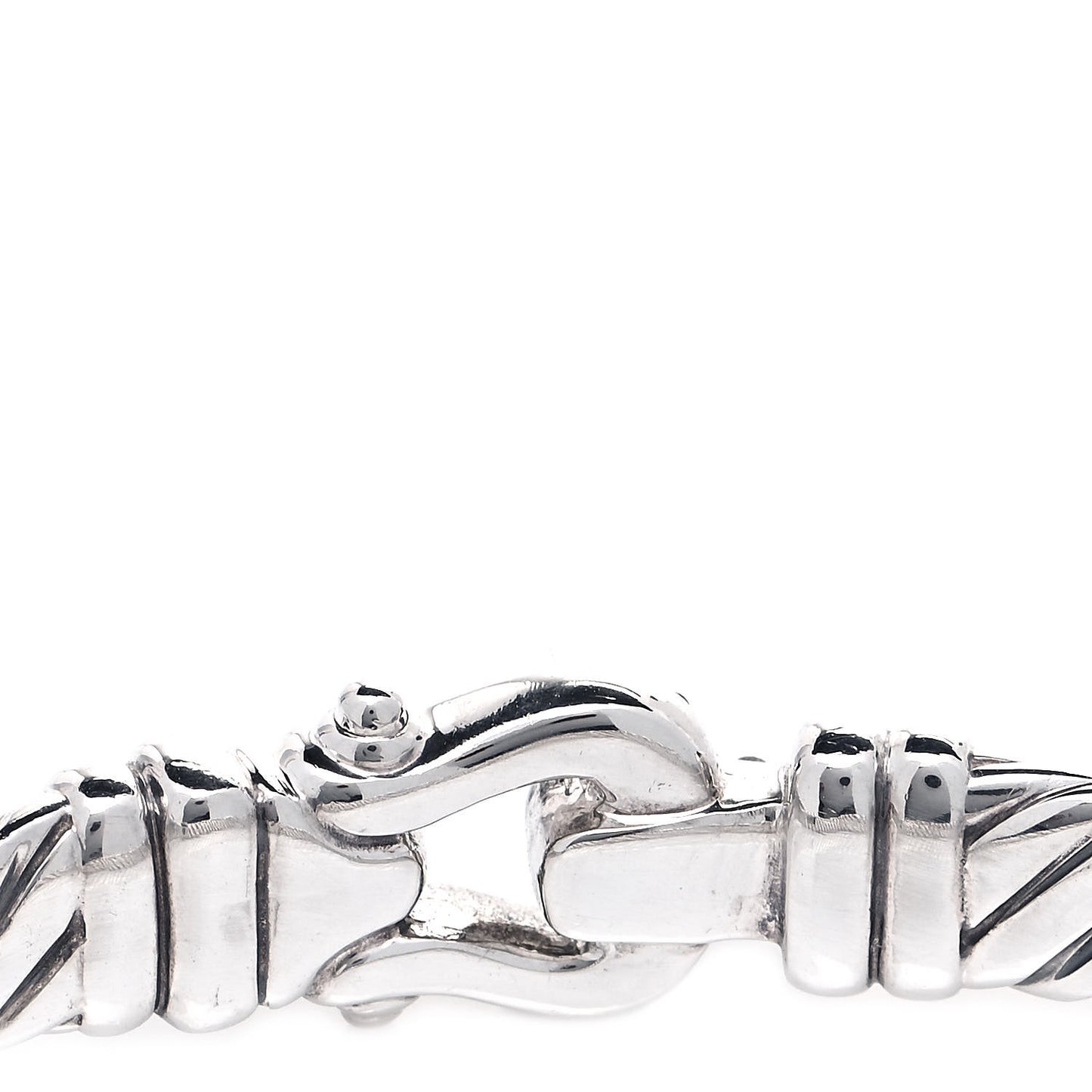 Sterling Silver Diamond 7mm Cable Buckle Bracelet
